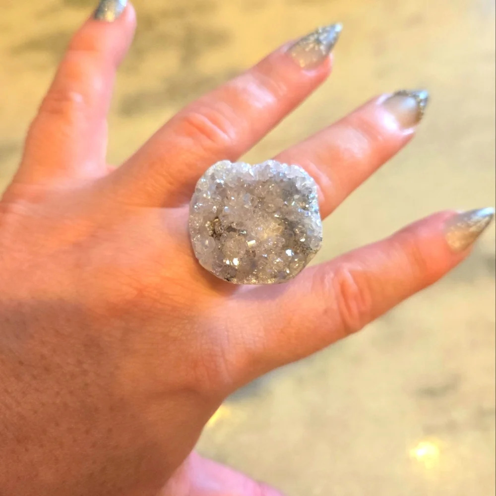 Women stone ring resizable